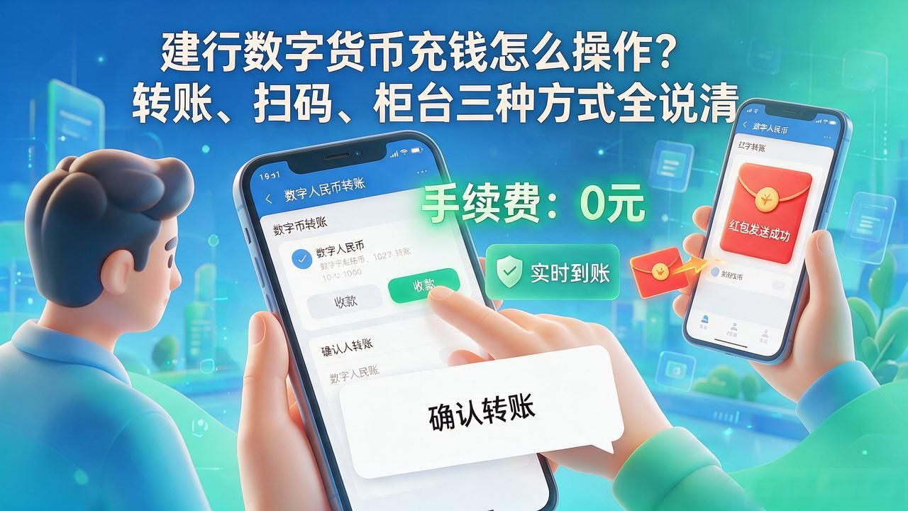 建行数字货币充钱怎么操作？转账、扫码、柜台三种方式全说清