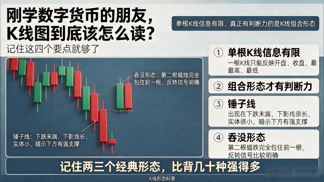 刚学数字货币的朋友，K线图到底该怎么读？记住这四个要点就够了