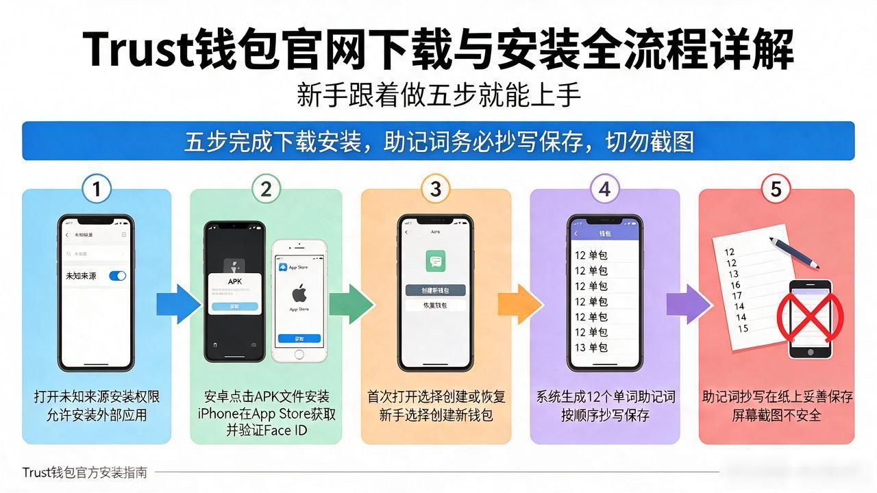 Trust钱包官网下载与安装全流程详解，新手跟着做五步就能上手