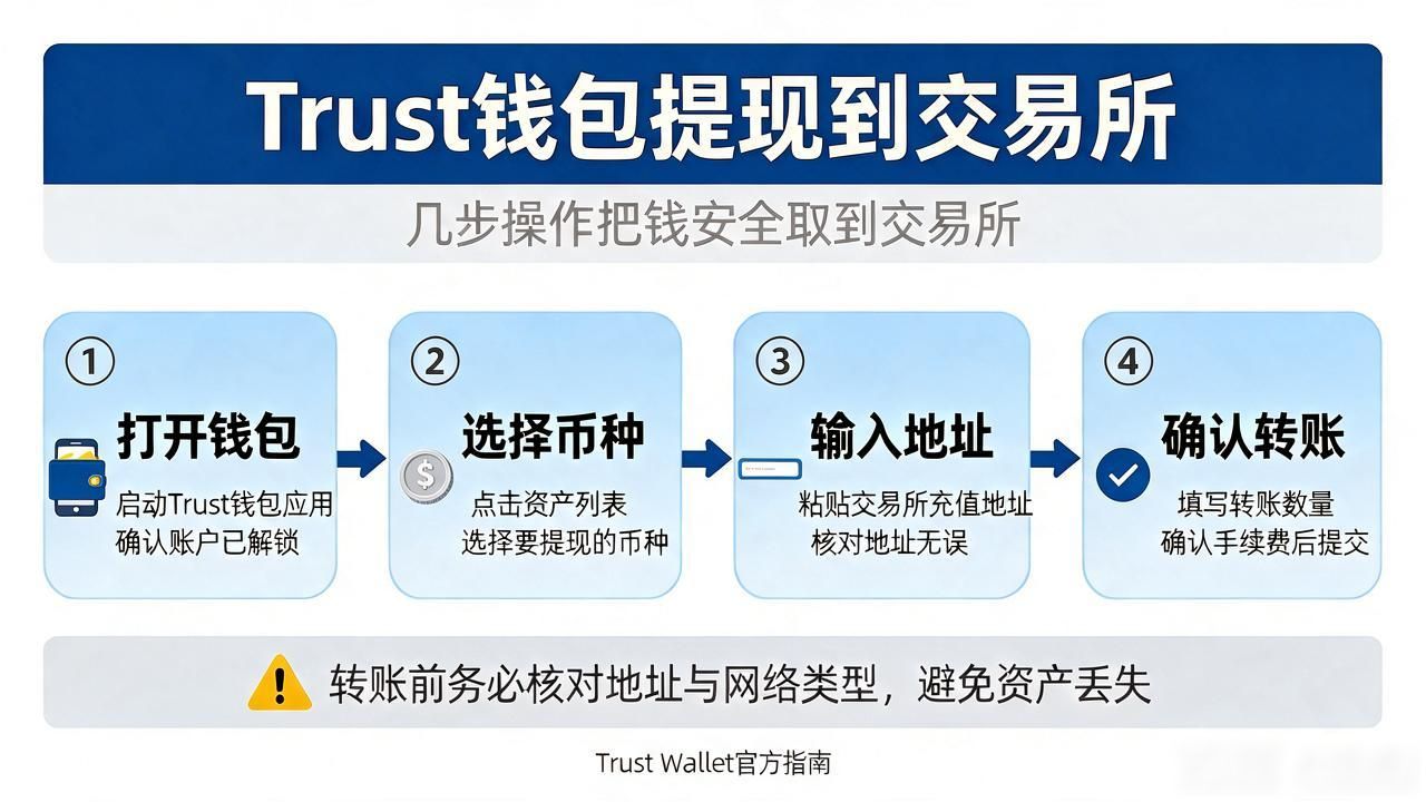 trust钱包的币如何提现？几步操作把钱安全取到交易所