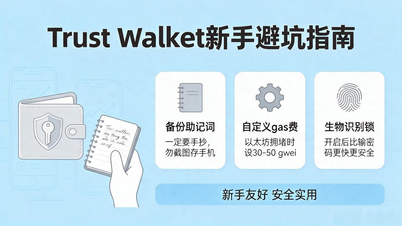 新手必看:Trust Wallet最新版本下载后的功能介绍与使用小贴士!_Trust Wallet新手使用指南_助记词备份与转账Gas设置技巧